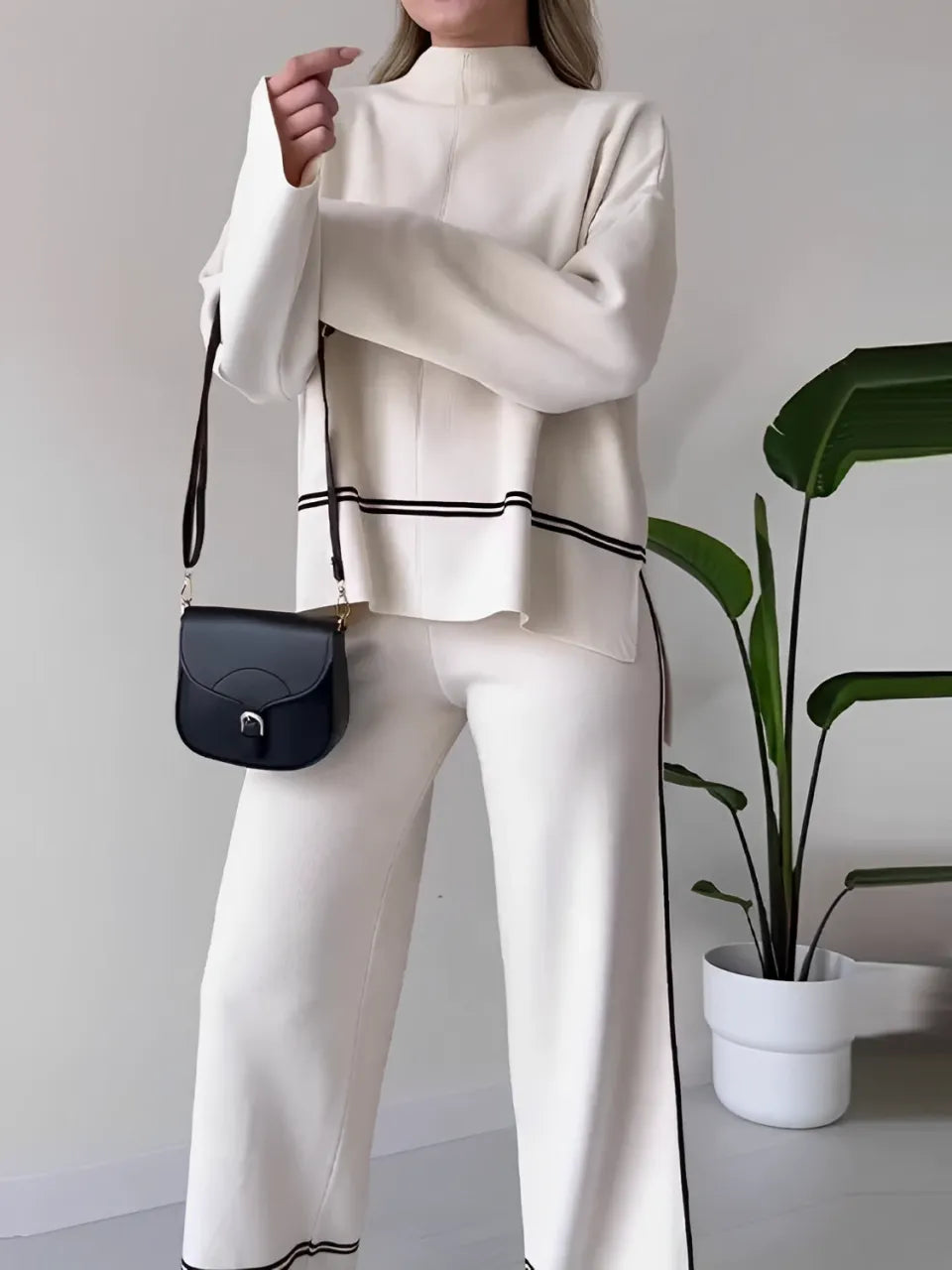 Conjunto de Suéter y Pantalones de Punto para Invierno Mujer