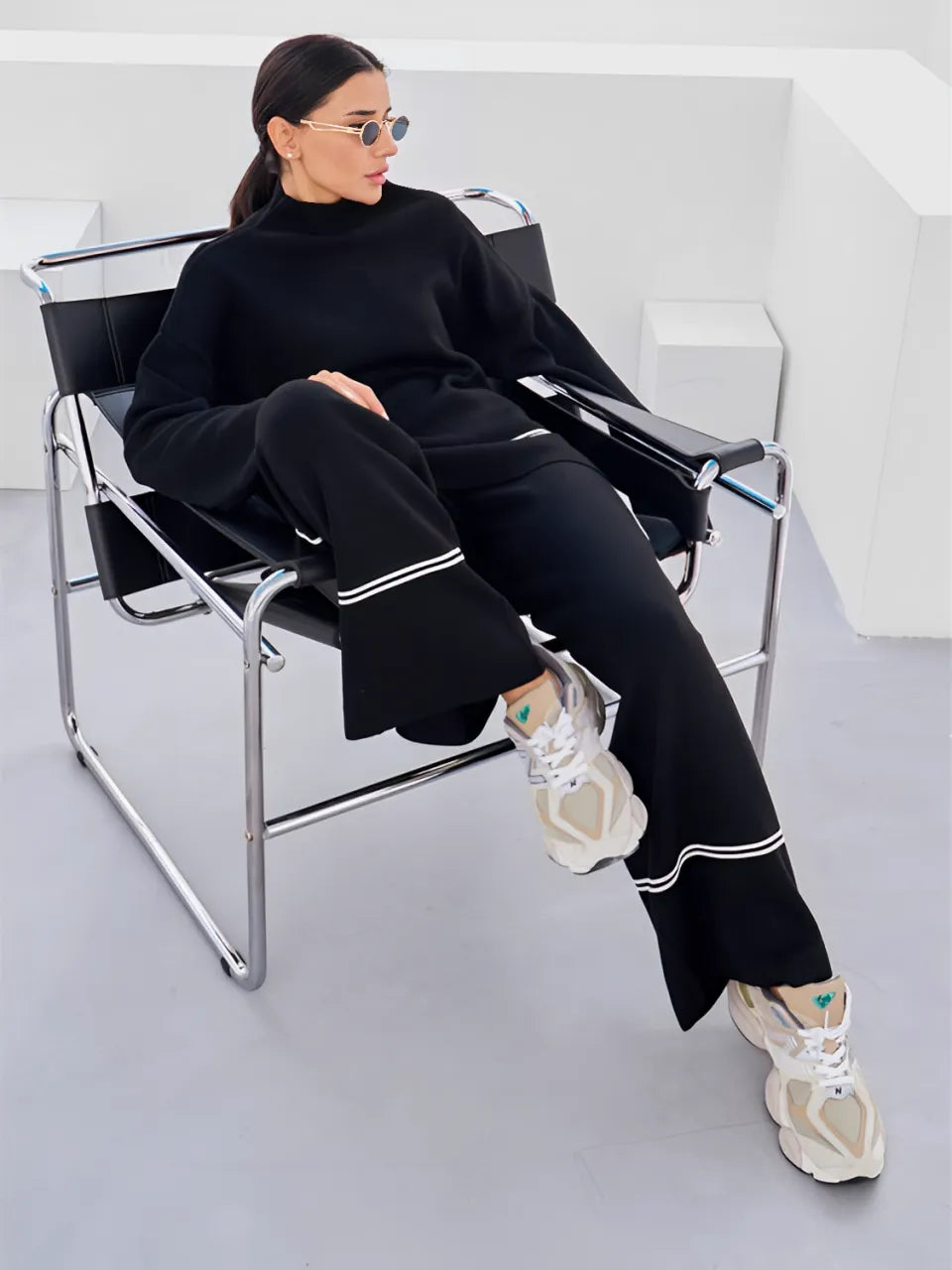 Conjunto de Suéter y Pantalones de Punto para Invierno Mujer